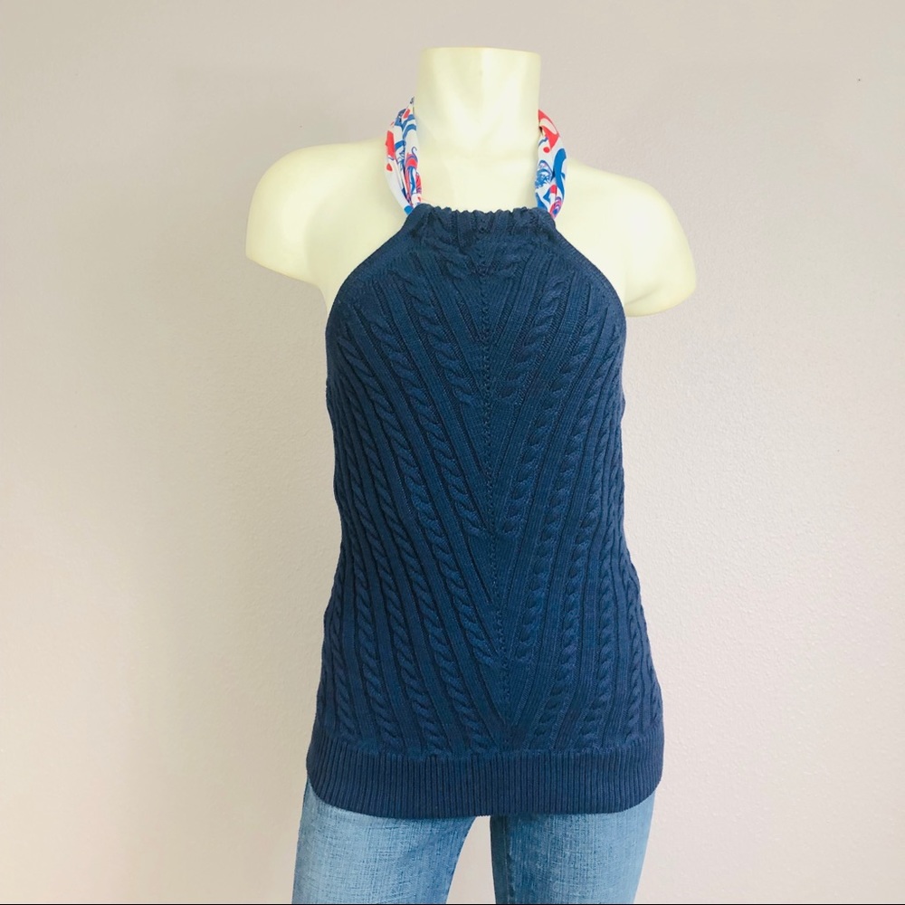Lilly Pulitzer Blue Knit Scarf Halter Top - Picture 2 of 7
